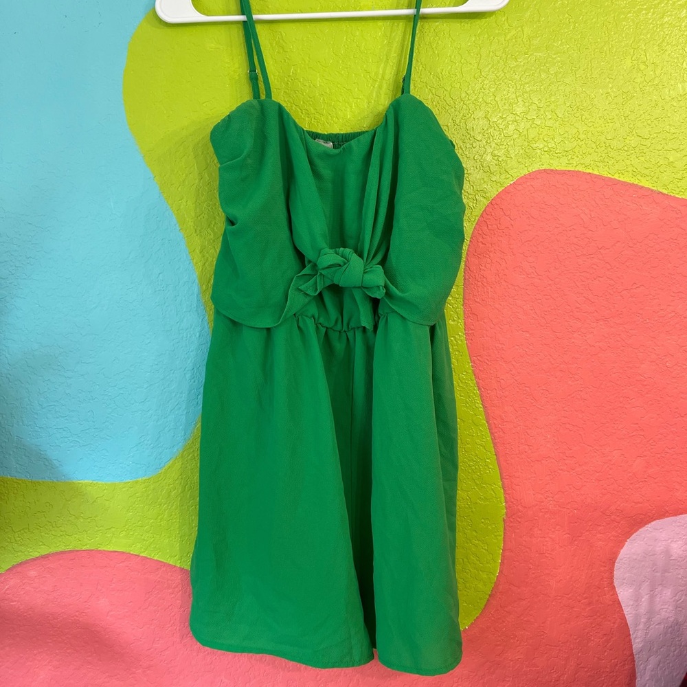 SAĆE green front tie summer dress